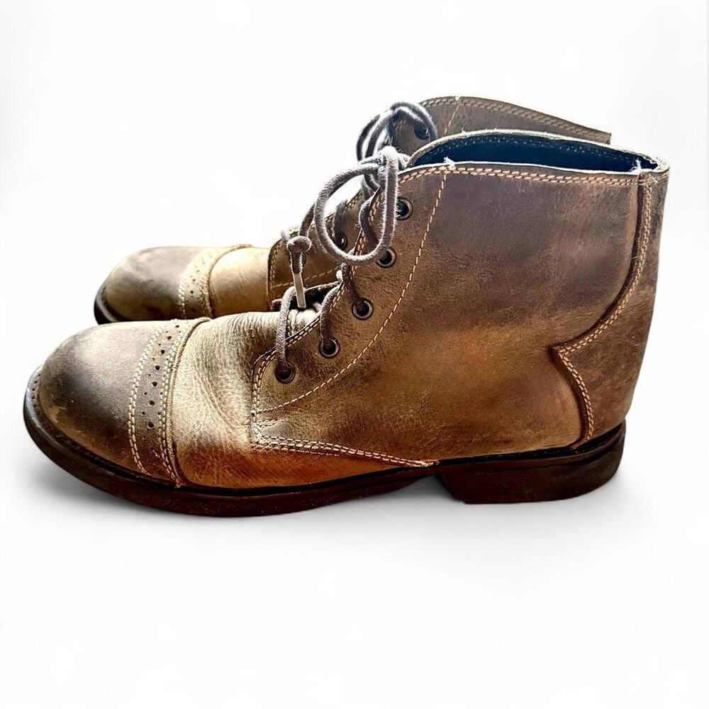 BED STU LOOP Chukka Distressed Leather Cap Toe Lace Up Ankle Boots Size 9 US